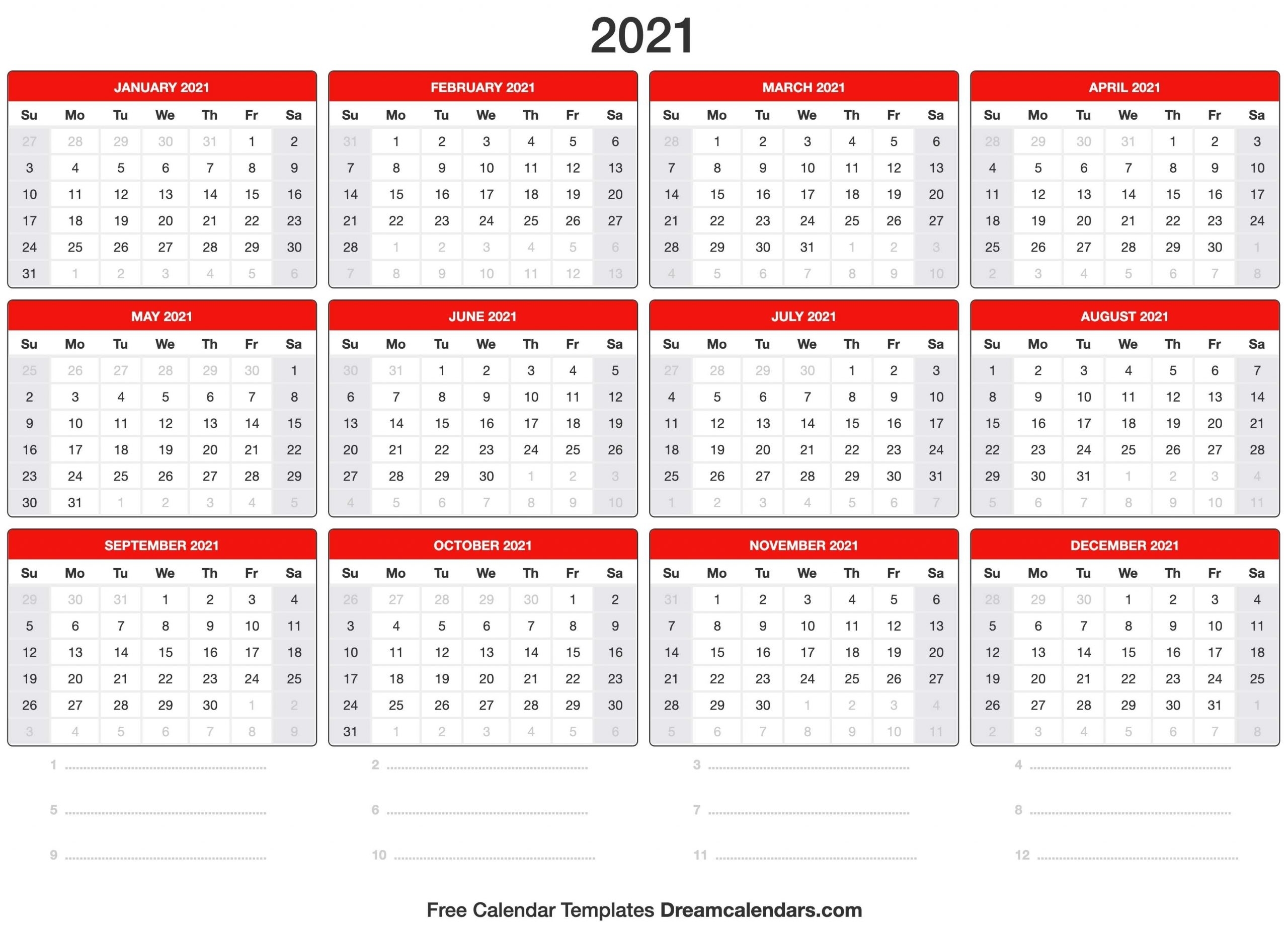 Vacation Calendar 2021 Printable | Best Calendar Example