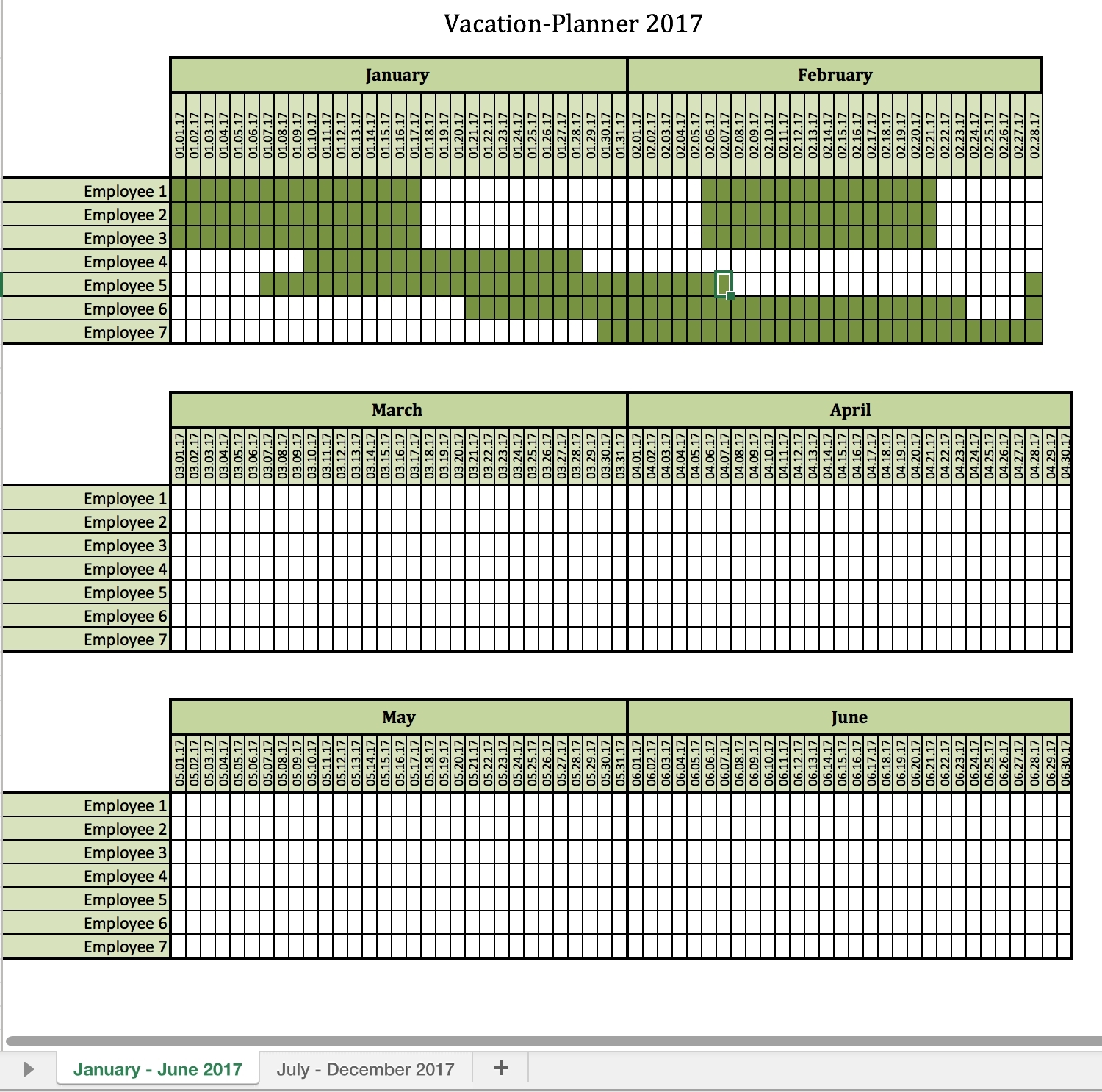 Vacation Calendar Template - Wanew