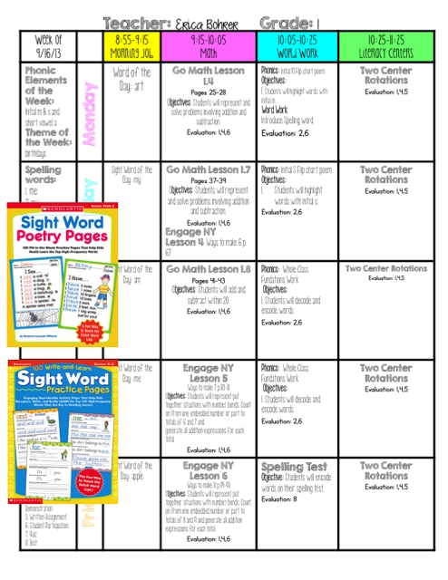 Visual Plans For The First And Second Week Of School