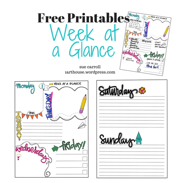 Week At A Glance/ Free Printable / Sue Carroll | Free