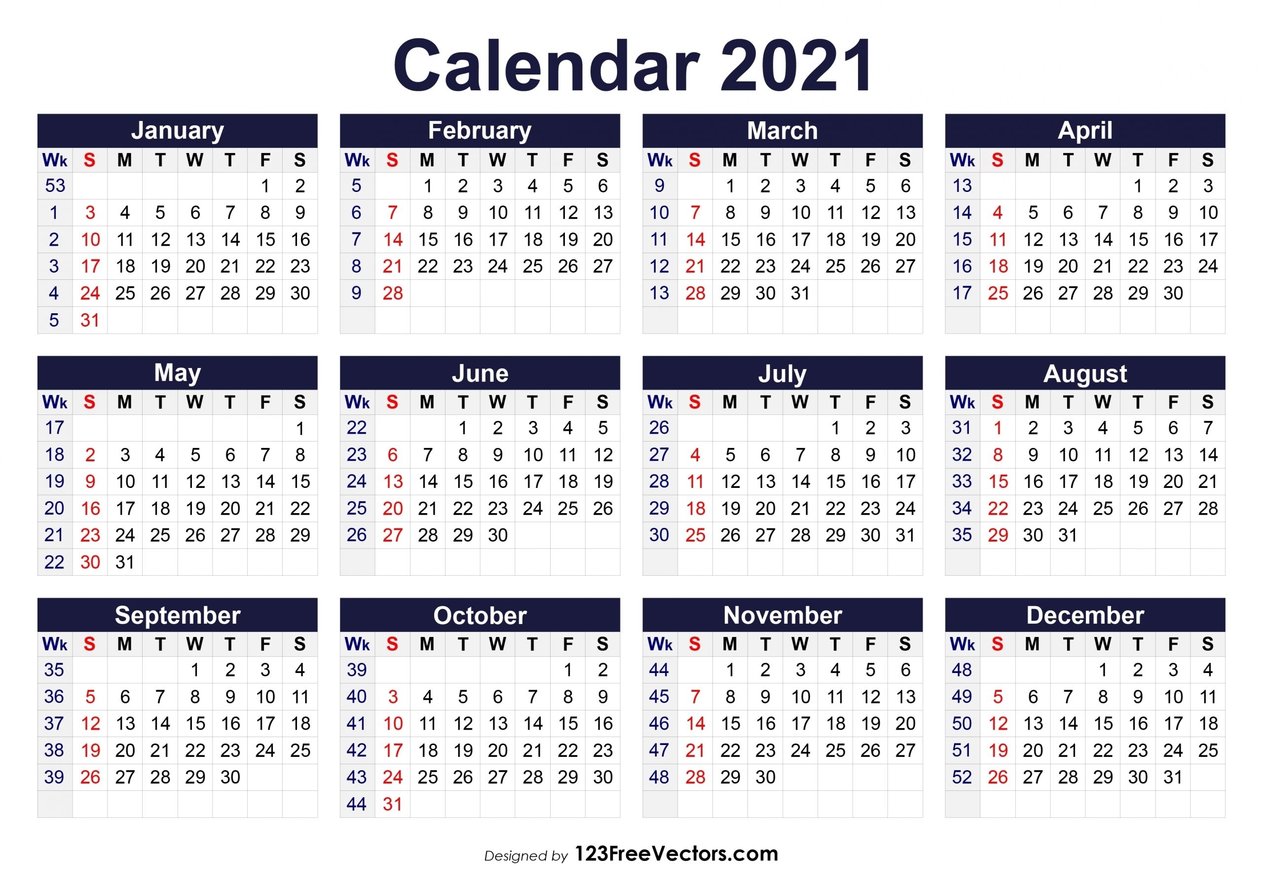 Week Calendar Printable 2021 | Month Calendar Printable