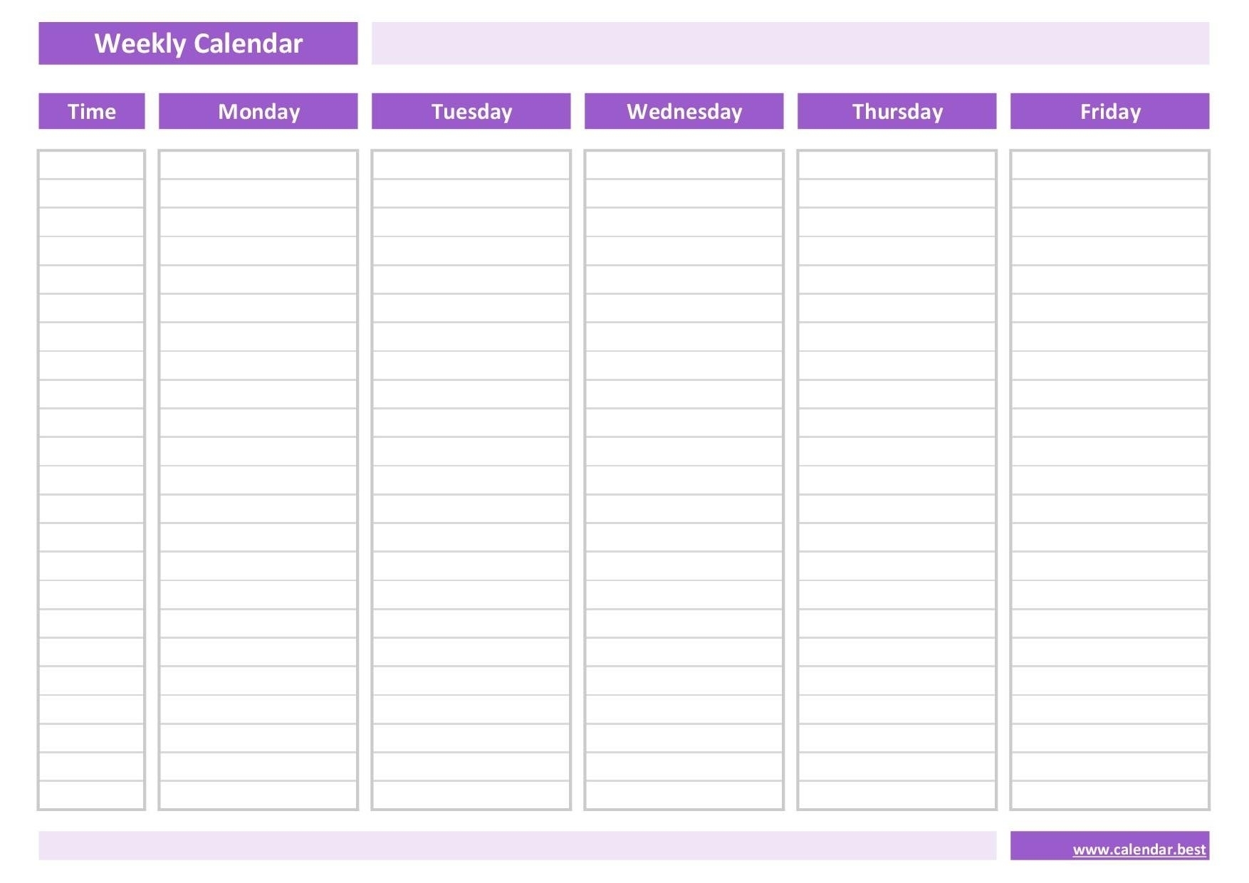 Weekly Calendar Monday Through Friday - Calendar