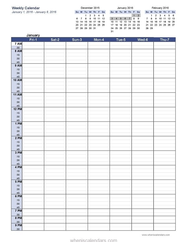 Weekly Calendar Template Printable | Weekly Calendar