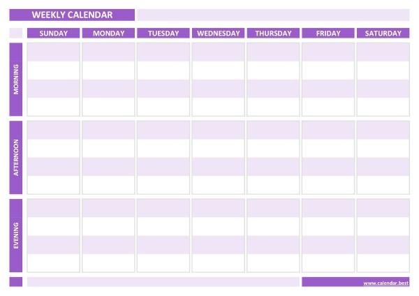 Weekly Calendar, Weekly Schedule -Calendar.best