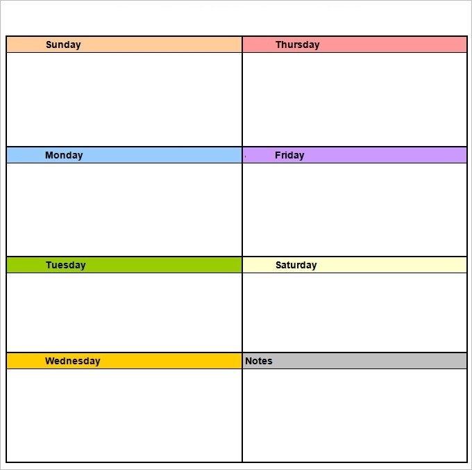 Weekly Printable Calendar Template #Weeklyplanner #