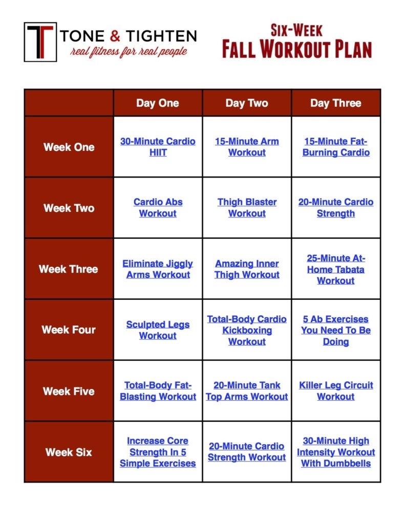 Weekly Workout Routine For Weight Loss And Toning At Home