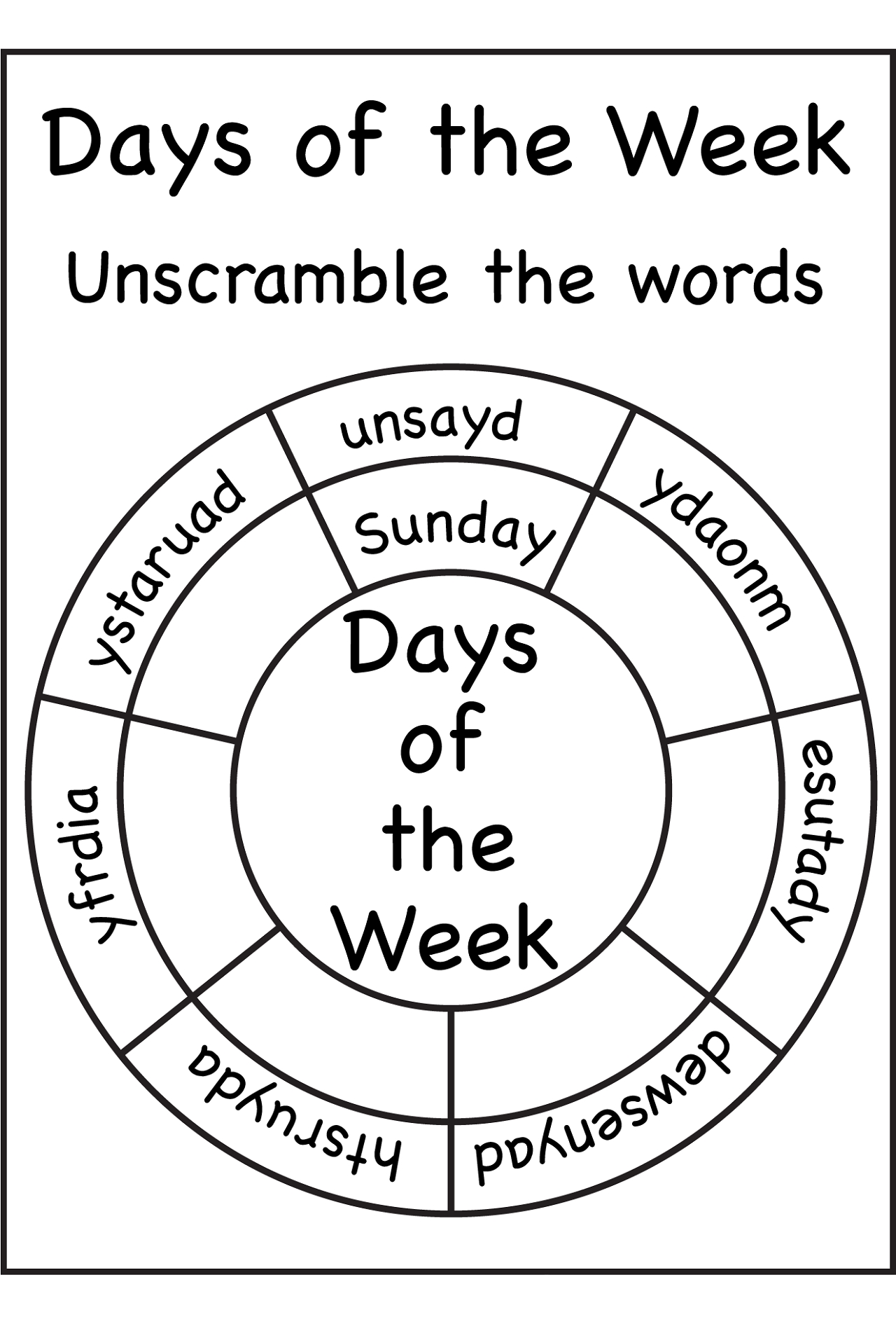 Worksheets For Days Of The Week | Activity Shelter