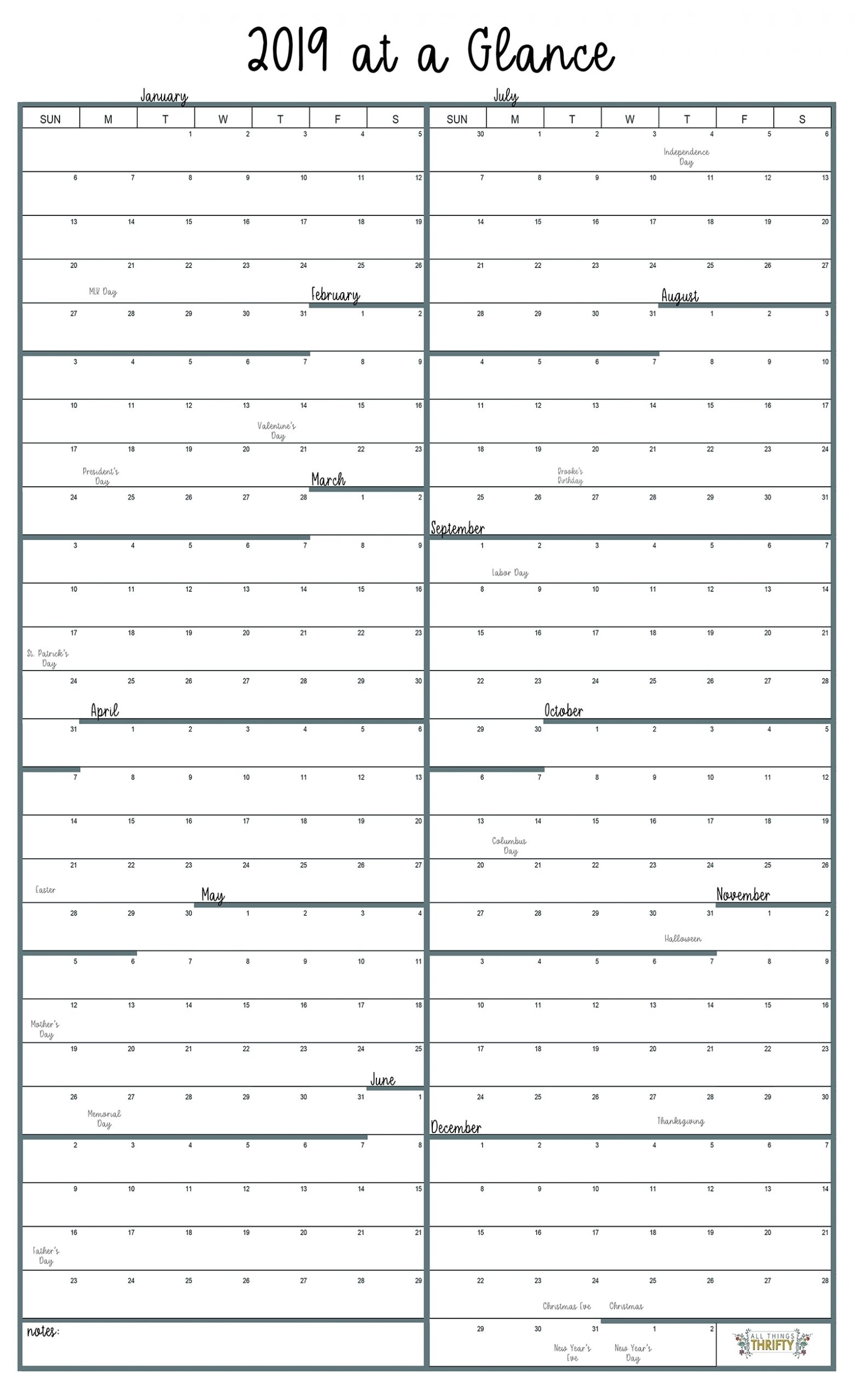 Year At A Glance Printable Template - Calendar Inspiration