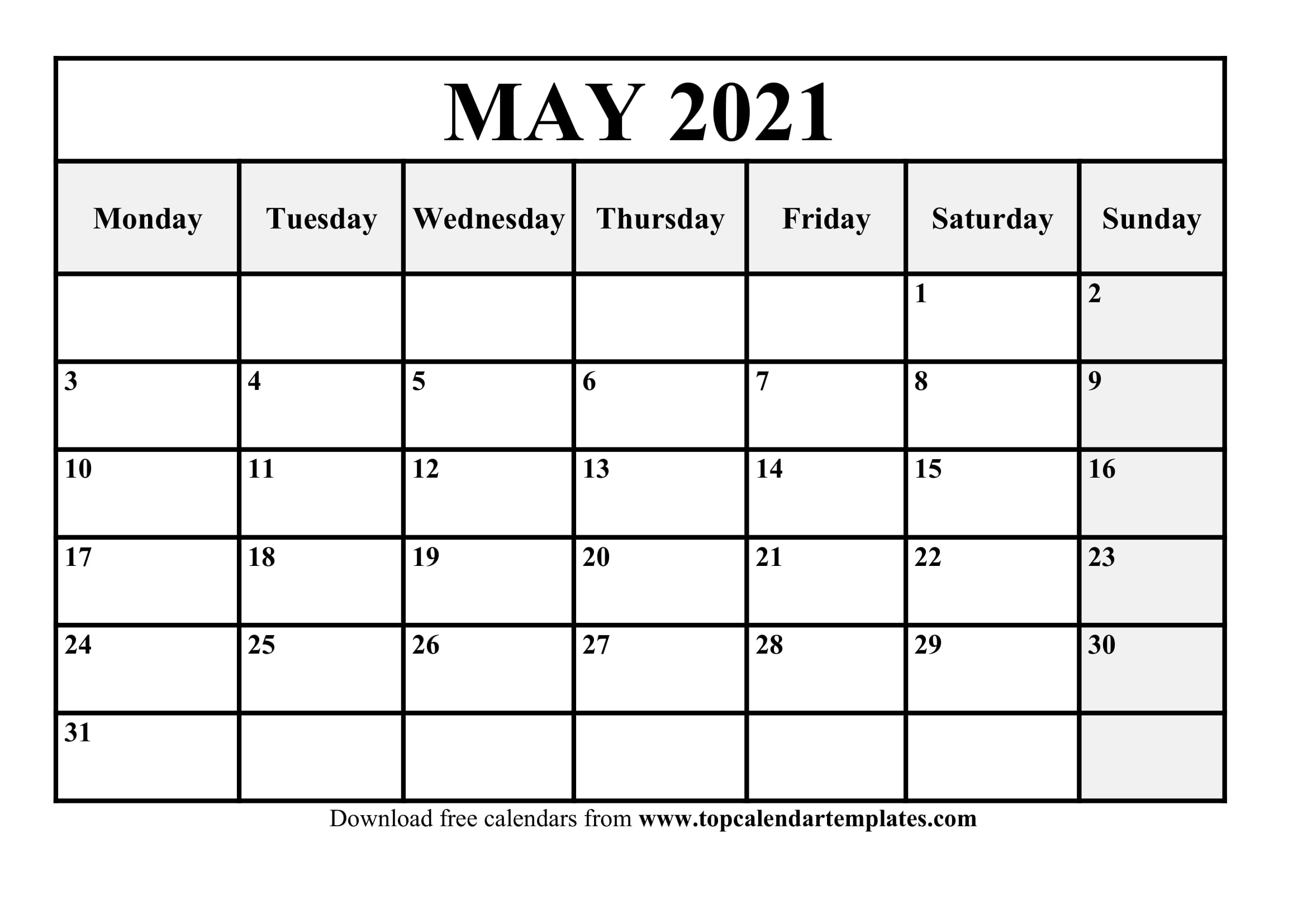 Free May 2021 Printable Calendar In Editable Format