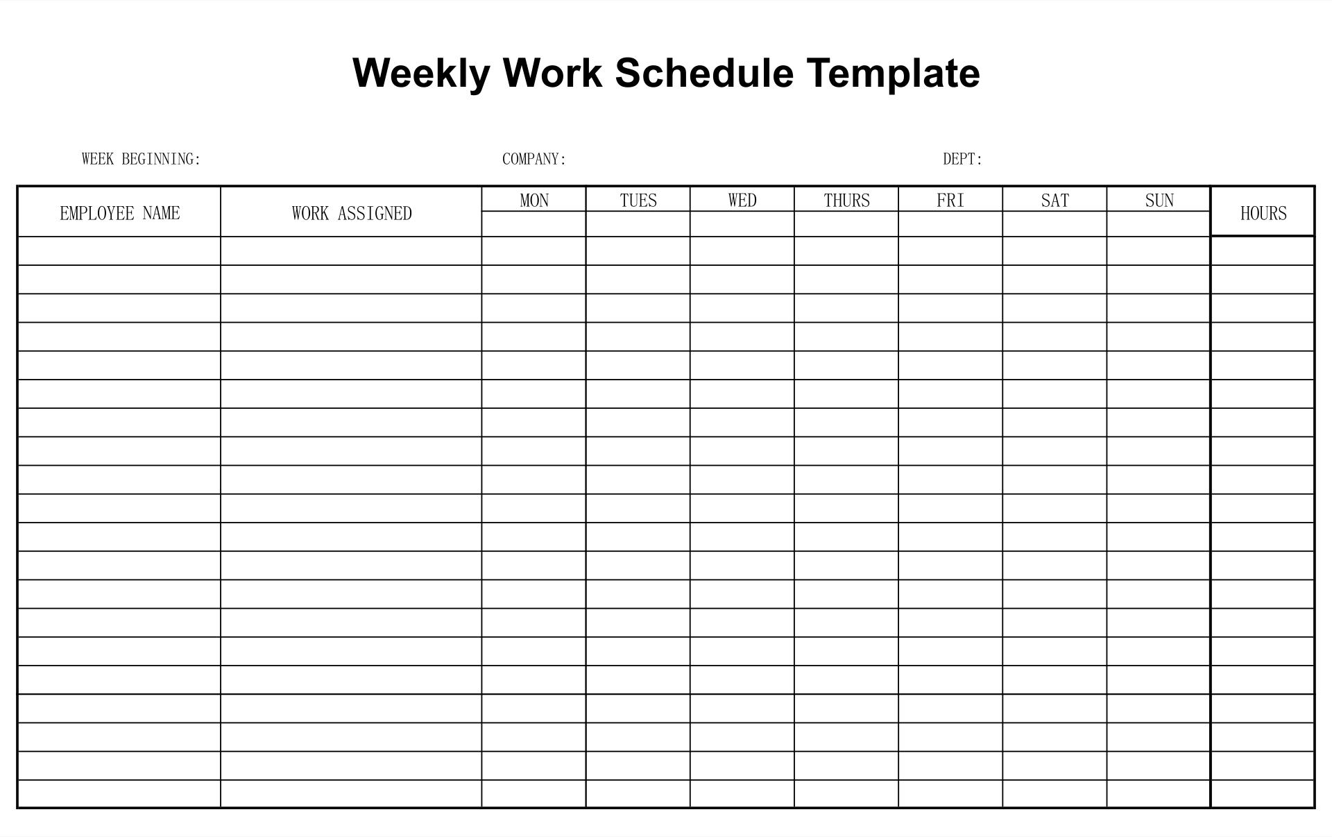 10 Best Free Printable Blank Employee Schedules