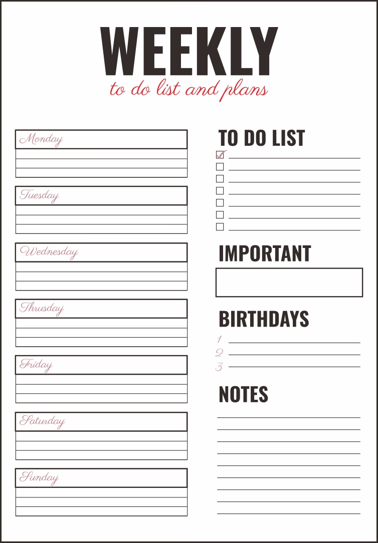 10 Best Monday Through Friday Planner Printable