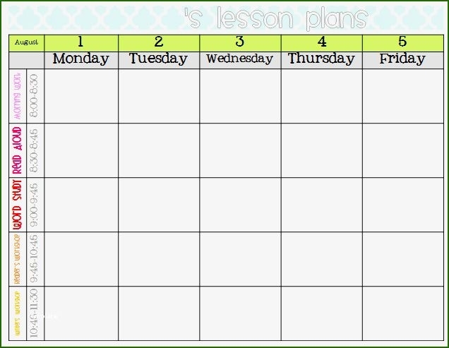 12 Impeccable Lesson Plan Calendar Template 2020 | Weekly