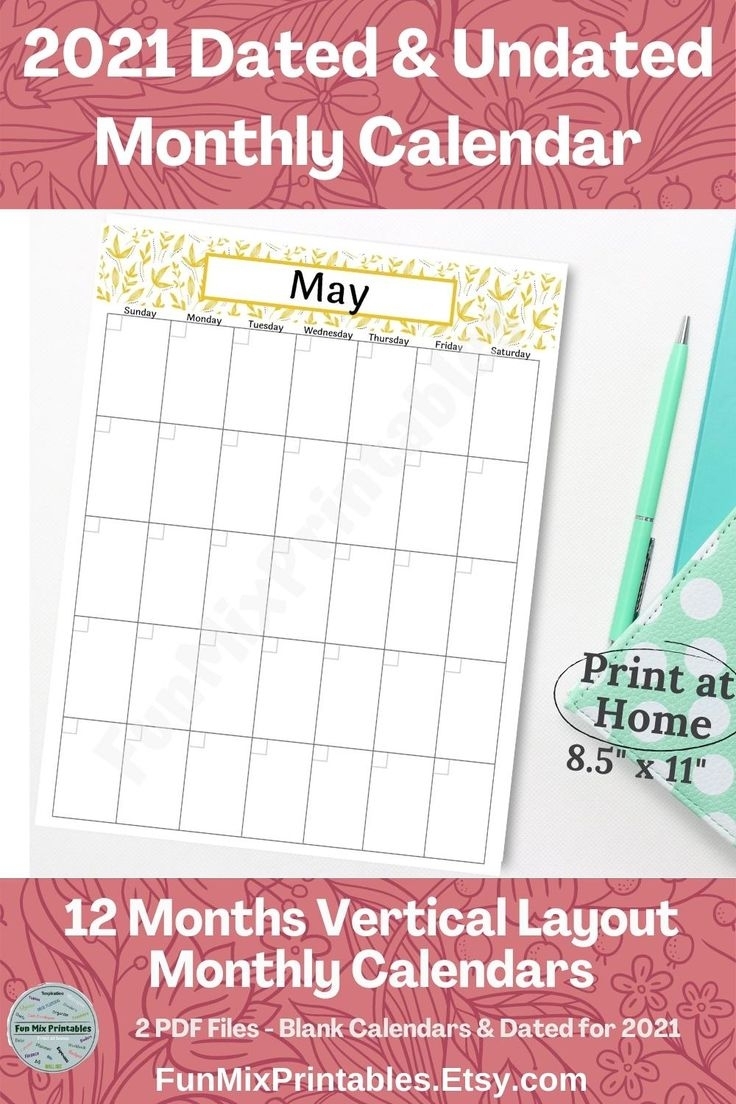 12 Month Calendar / Printable / Undated Calendar / Dated