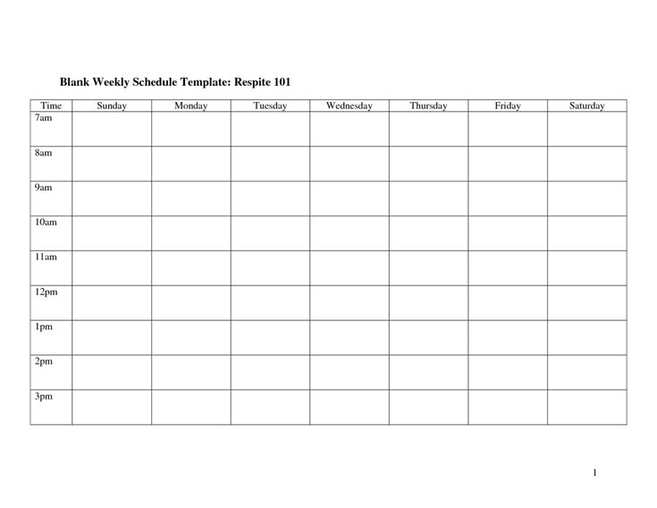 15 Blank Schedule Template Images - Blank Weekly Work With