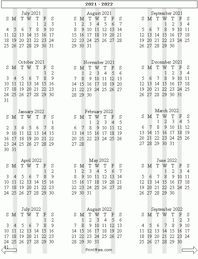 15 Month School Year Calendar 2021-2022