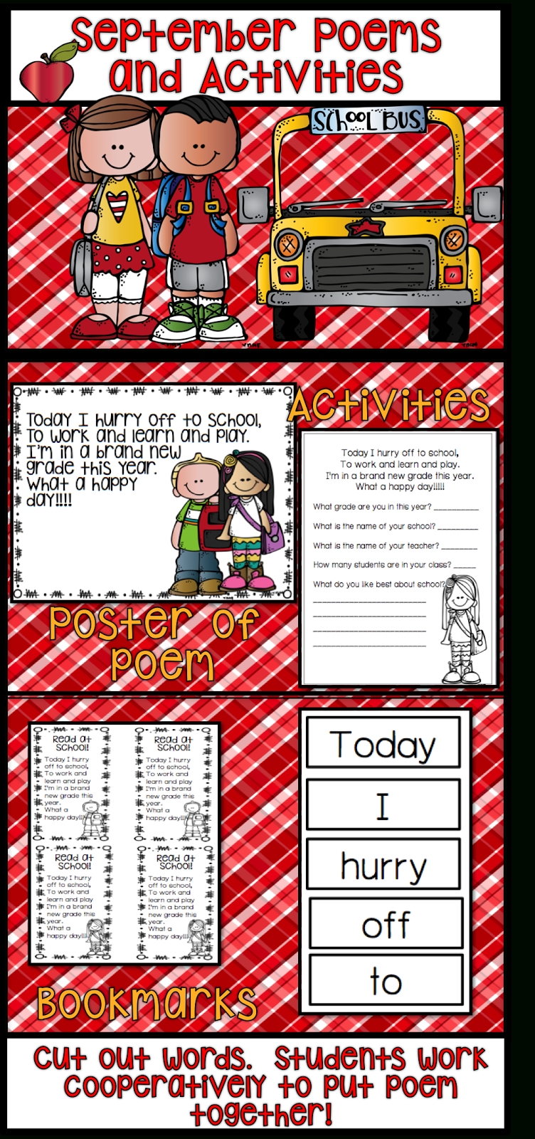 1St Grade Hip Hip Hooray!: September Calendar And