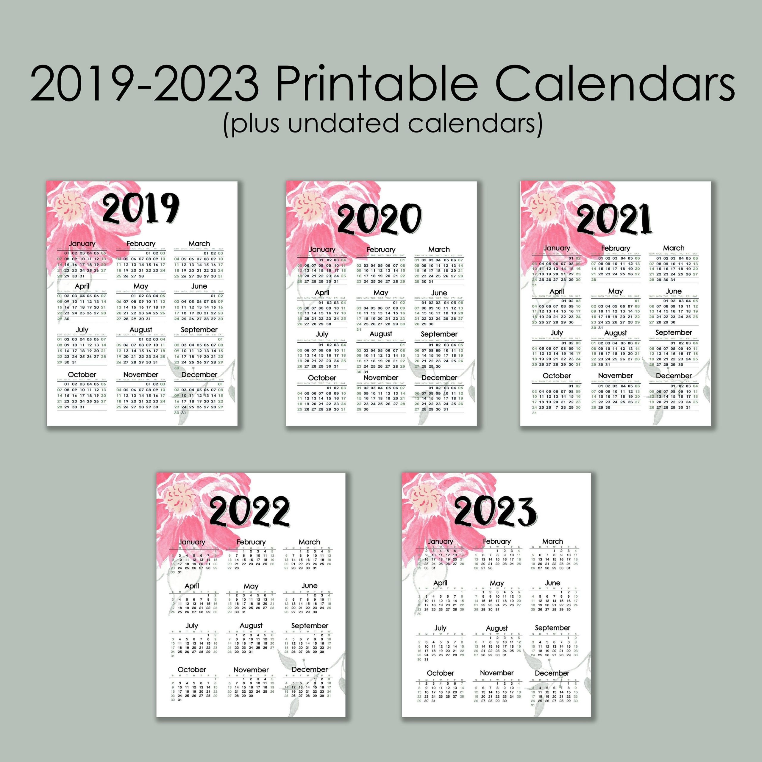 20+ 5 Year Calendar 2019 To 2023 - Free Download Printable