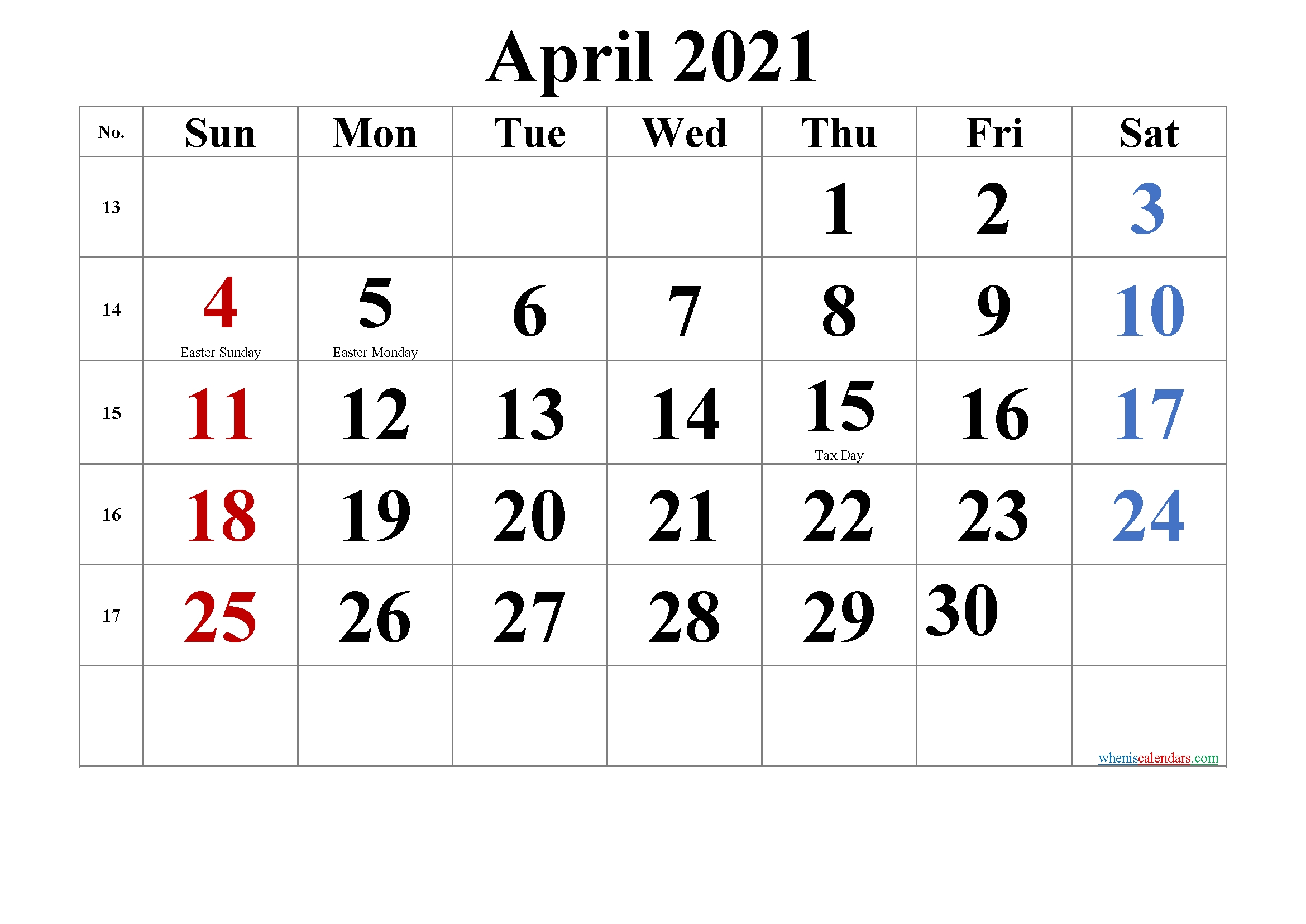 20+ Calendar 2021 Easter - Free Download Printable
