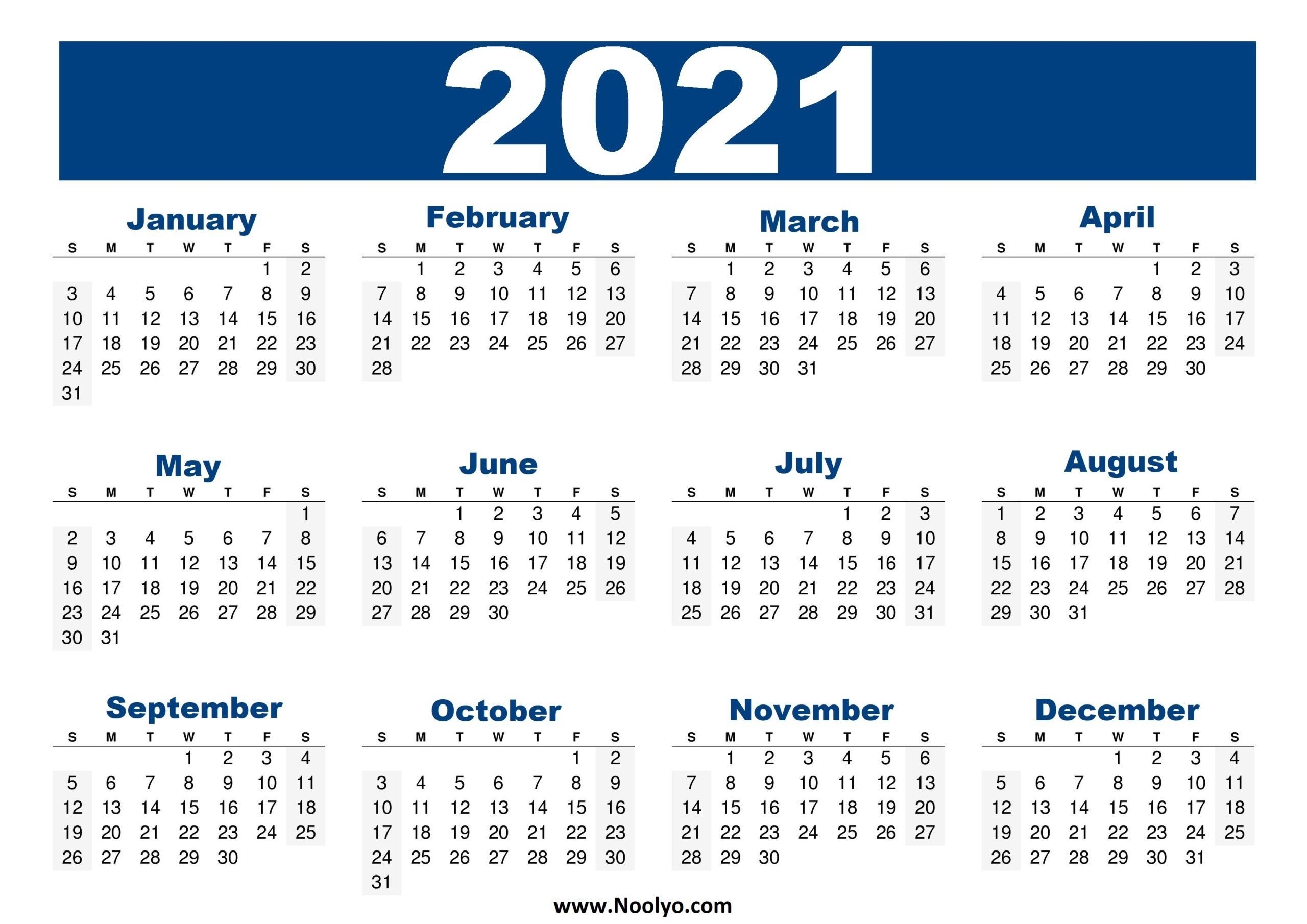 20+ January 2021 Calendar Big Numbers - Free Download