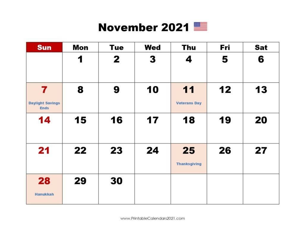 20+ November 2021 Calendar - Free Download Printable