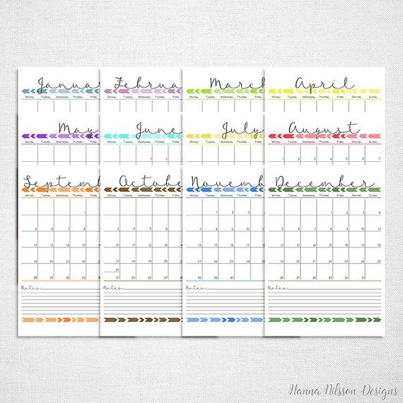 2016 Monthly A5 Planner Calendar Printable Month On A Page