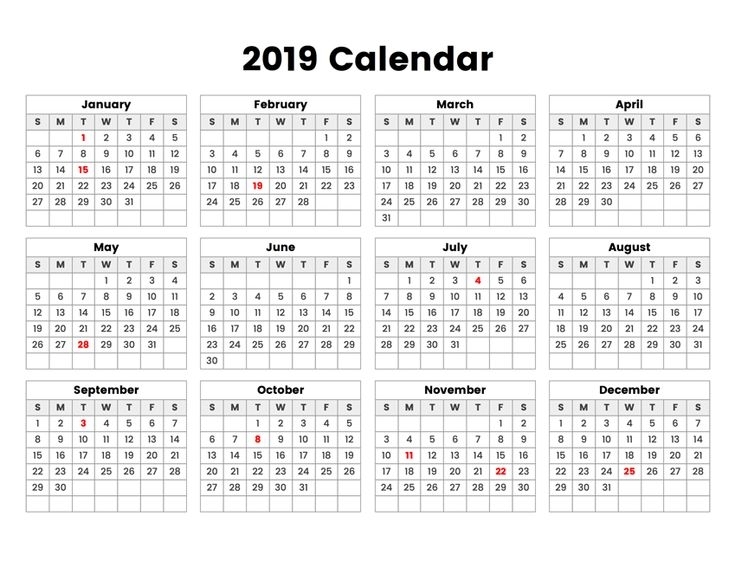 2019 Us Calendar 11X8.5 | All Year Calendar, Calendar