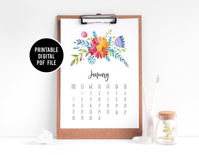 2020 Calendar Printable, Bright Boldsugarpickle