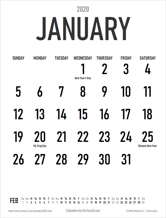 2020 Calendar Templates And Images