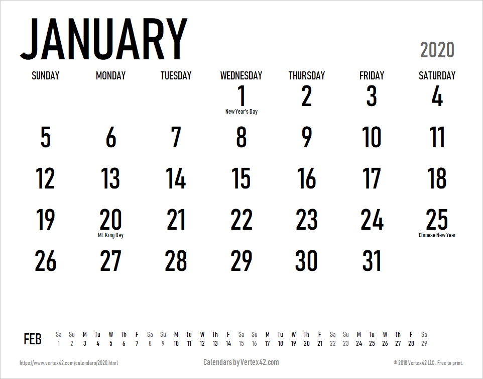 2020 Calendar Templates And Images