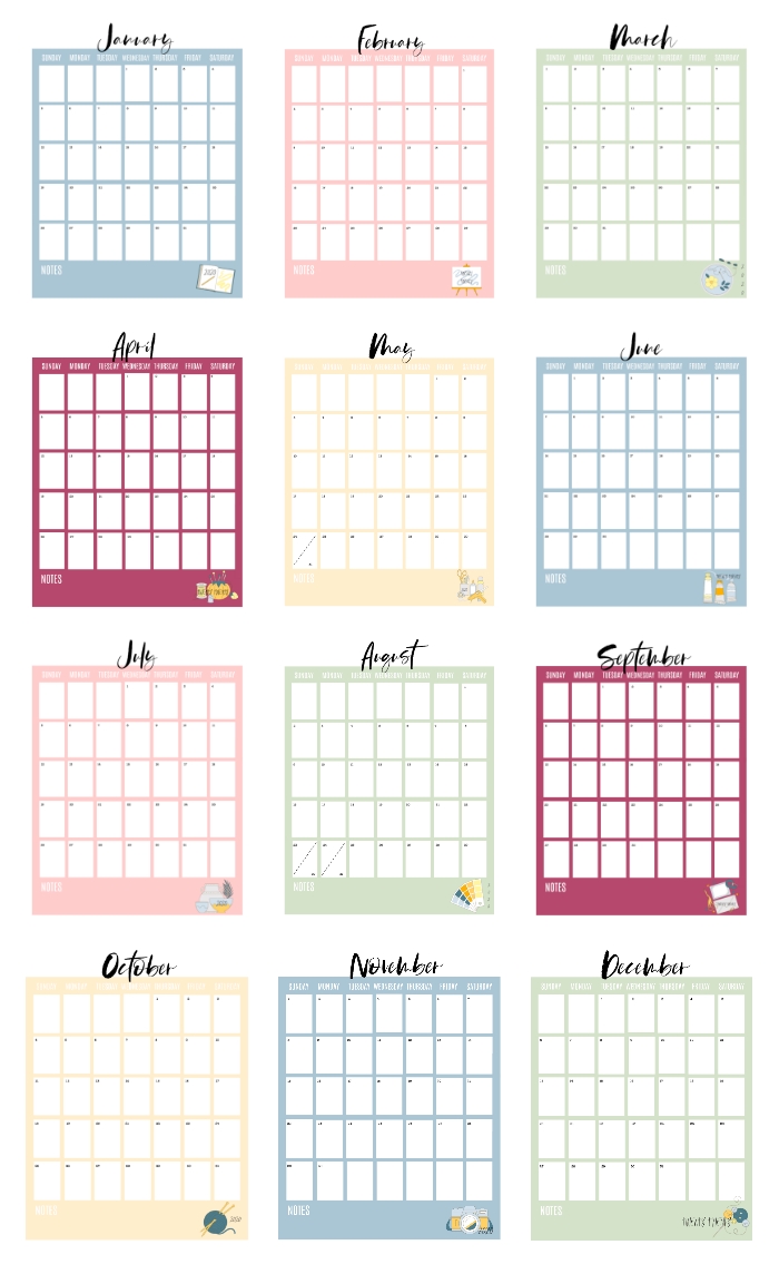 2020 Printable Calendar Pages (Free!) - Gluesticks Blog