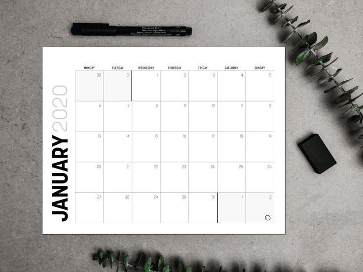 2021-2022 Calendar Printable Bold &amp; Minimalist // Monthly
