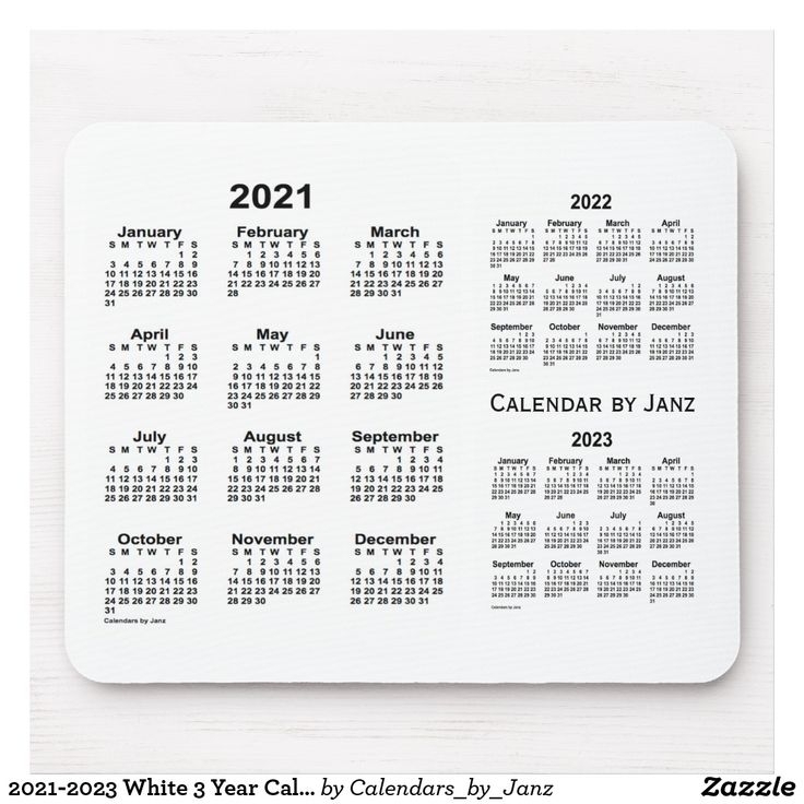 2021-2023 White 3 Year Calendarjanz Mouse Pad | Zazzle