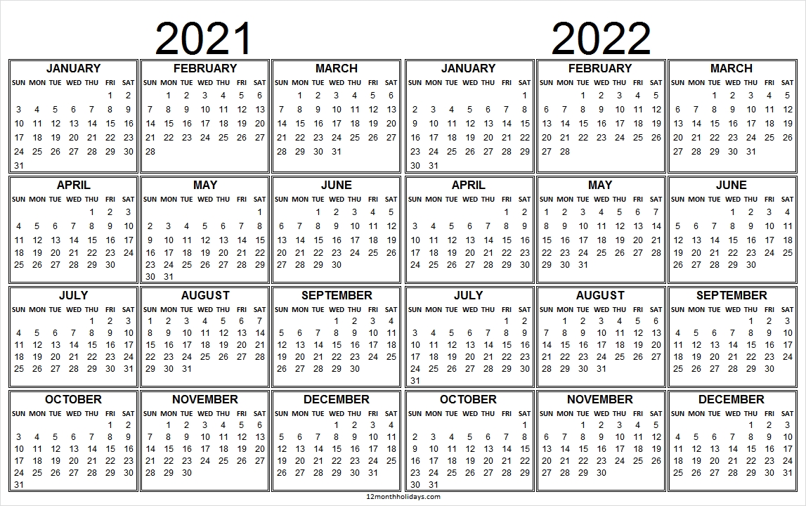 Empty Calendar 2021 To 2022 | Month Calendar Printable