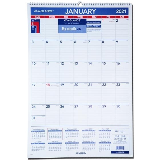 2021 At-A-Glance Pm3-28, Monthly Wall Calendar 15-1/2 X 22