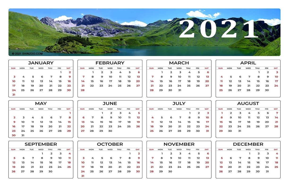 2021 Calendar 11X17 Printable Template: Fallow Deer On A