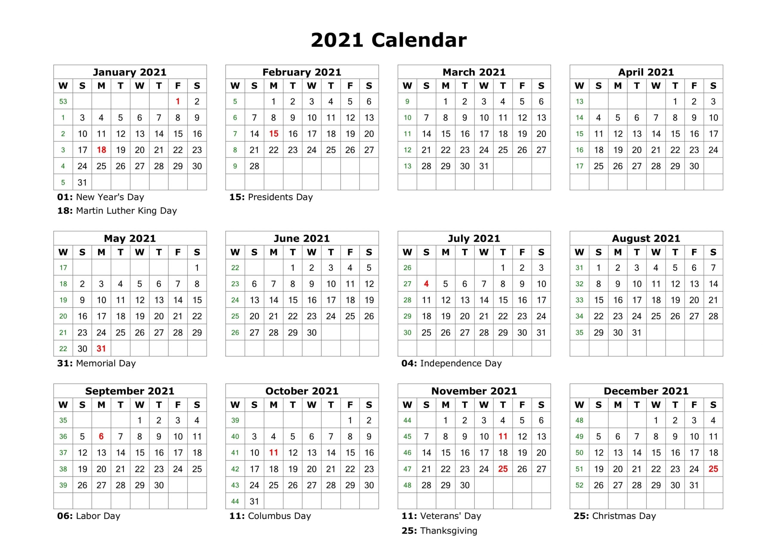 2021 Calendar Editable Free - Free 2021 Calendar Template
