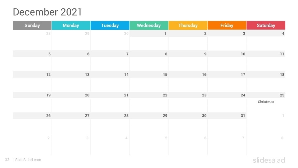 2021 Calendar Google Slides Template Designs - Slidesalad
