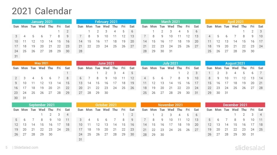 2021 Calendar Google Slides Template Designs - Slidesalad