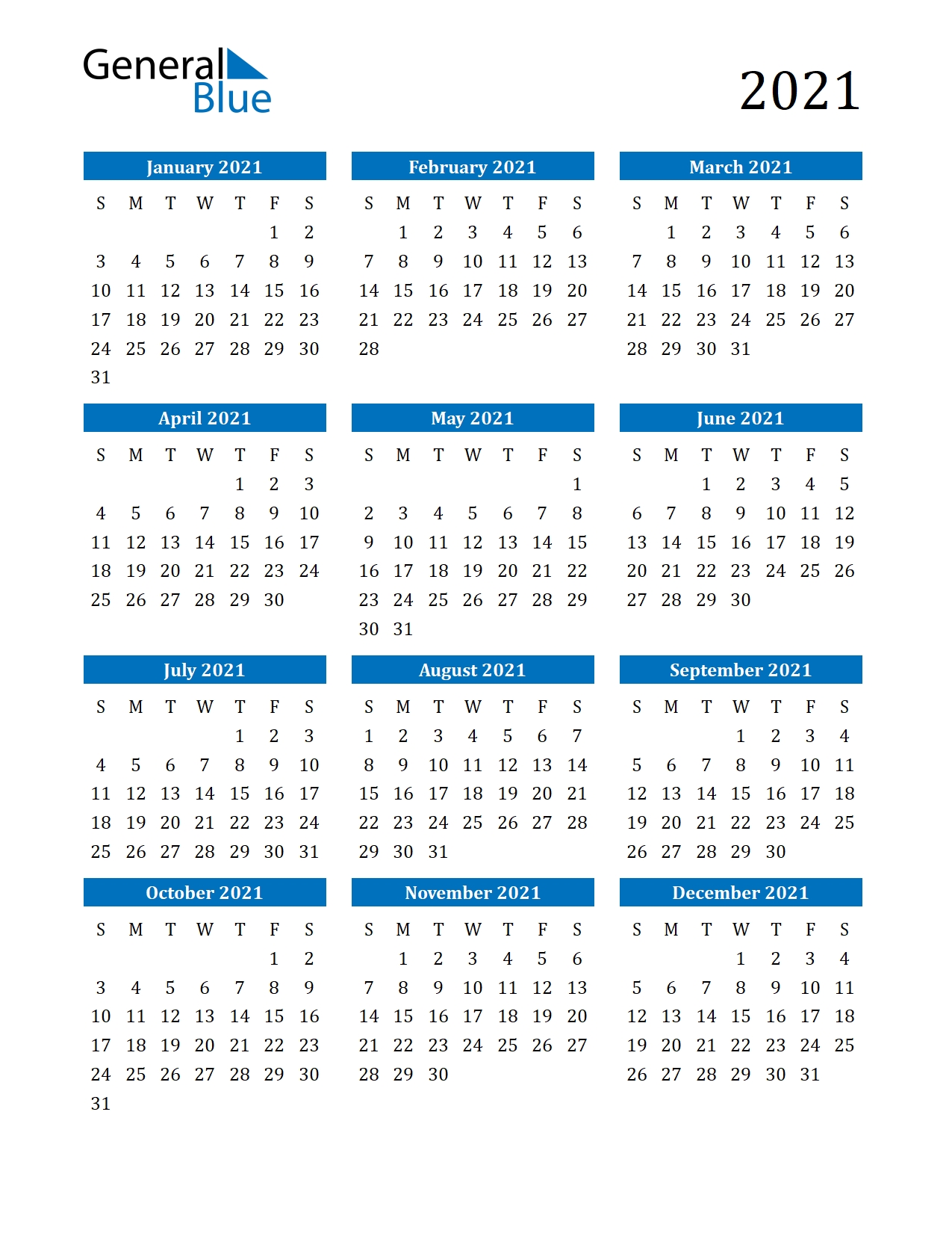 2021 Calendar (Pdf, Word, Excel)