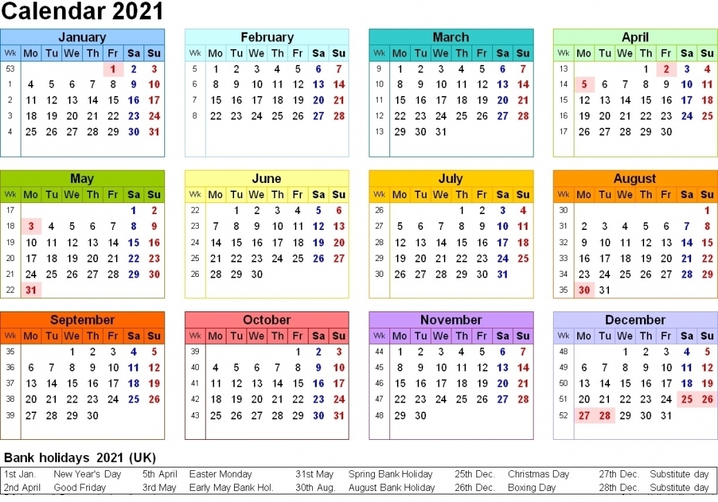 2021 Calendar Printable Uk | Free Letter Templates