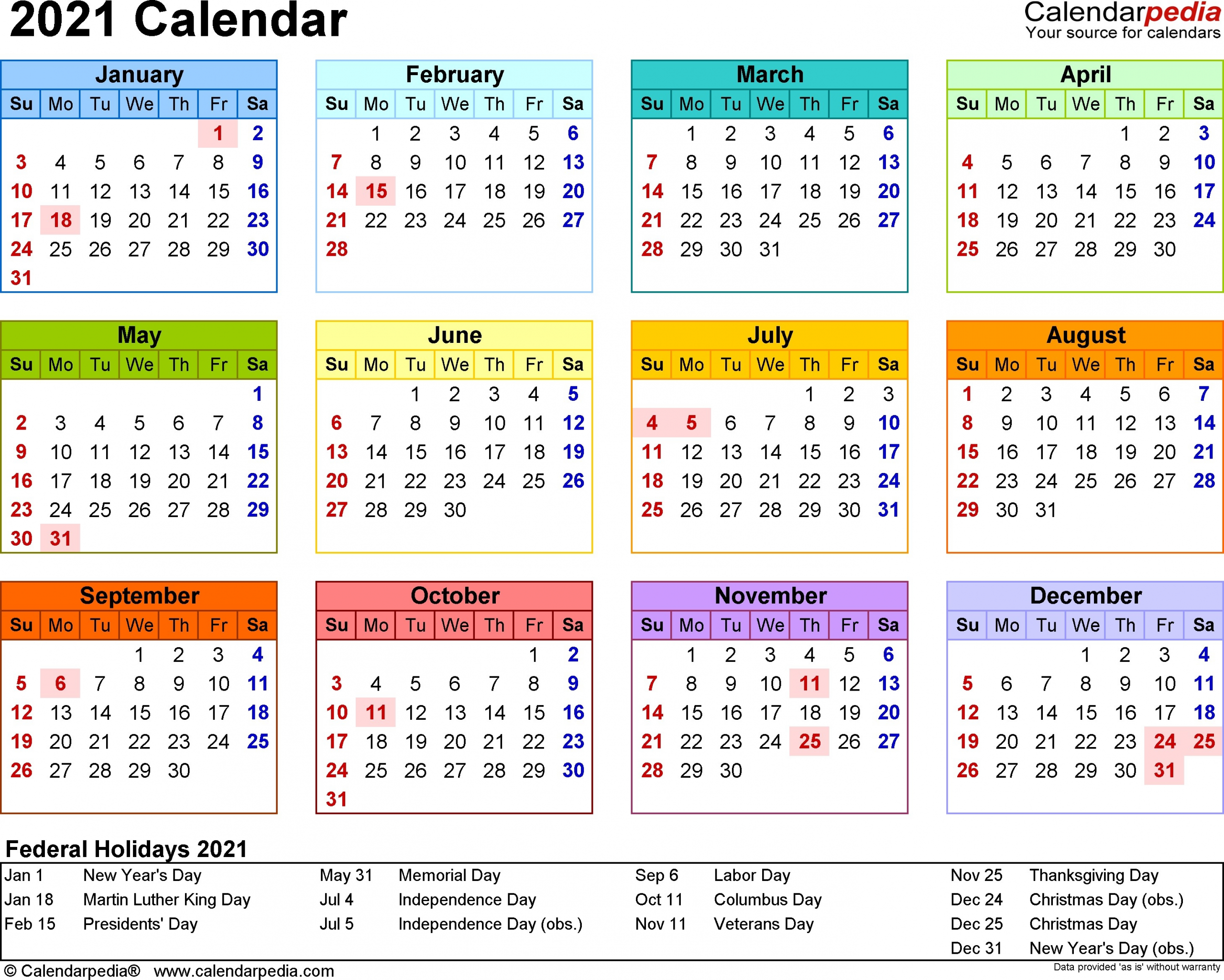 2021 Calendar Template 3 Year Calendar Full Page | Free