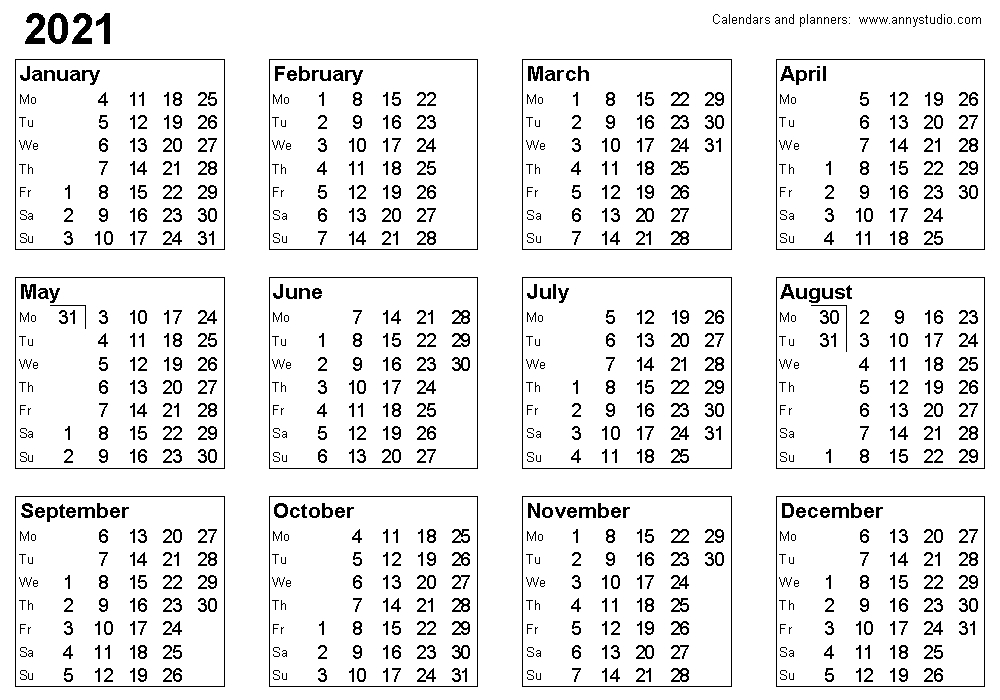 2021 Calendar With Weeks | Qualads