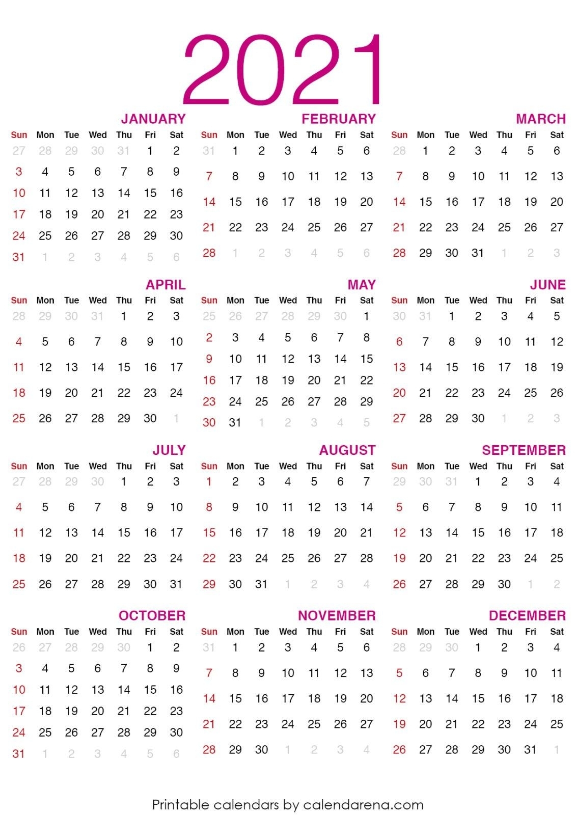 2021 Calendars : Blank Calendar Printable | Logotipo Floral