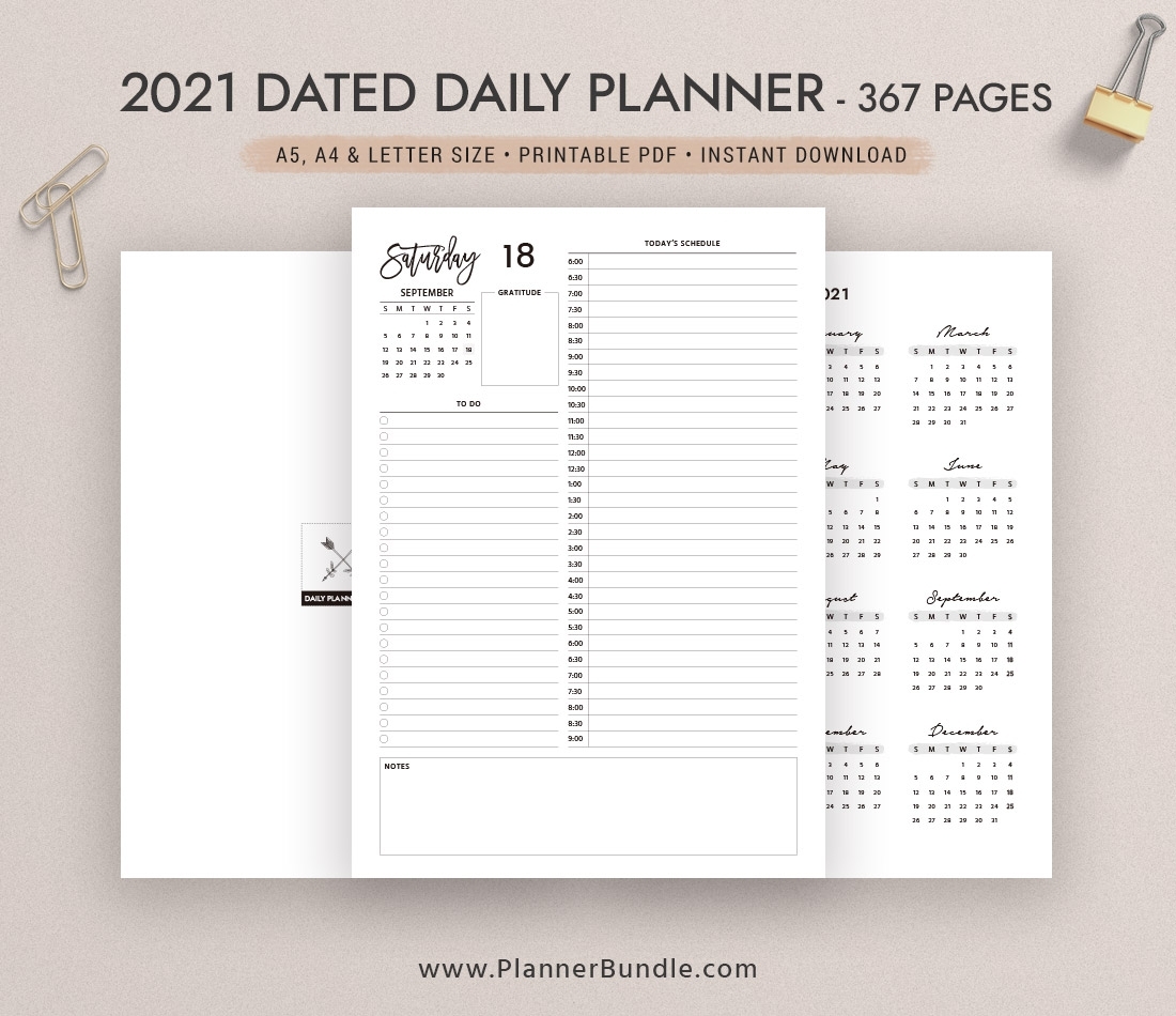 2021 Dated Daily Planner, Daily Agenda 2021, Daily