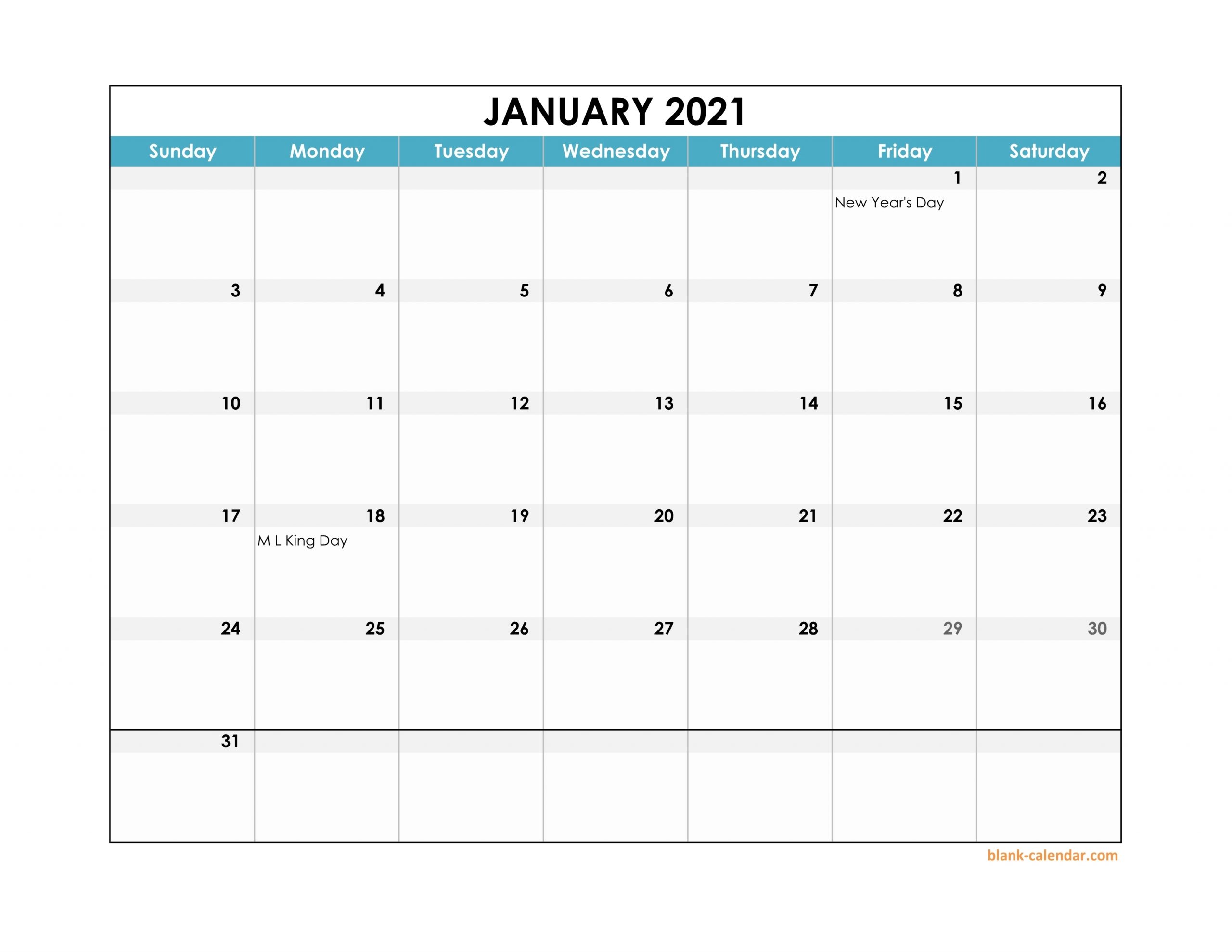 2021 Editable Calendar Excel