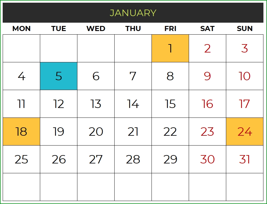 2021 Excel Calendar Template - Free Download - Spreadsheet