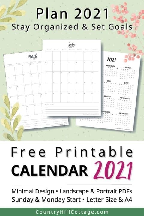 2021 Free Printable Monthly Calendar {Vertical