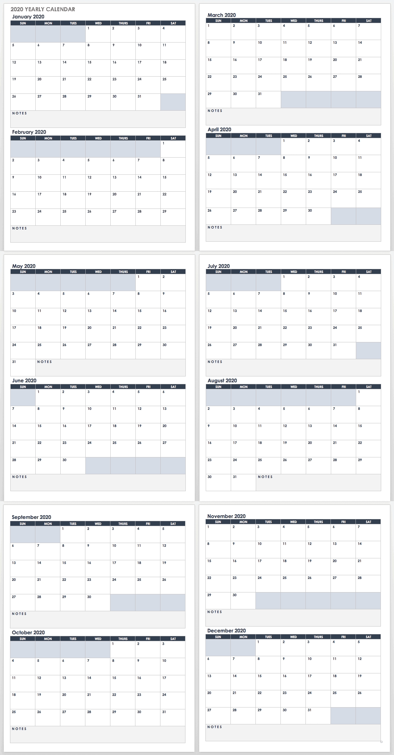 2021 Google Sheets Calendar