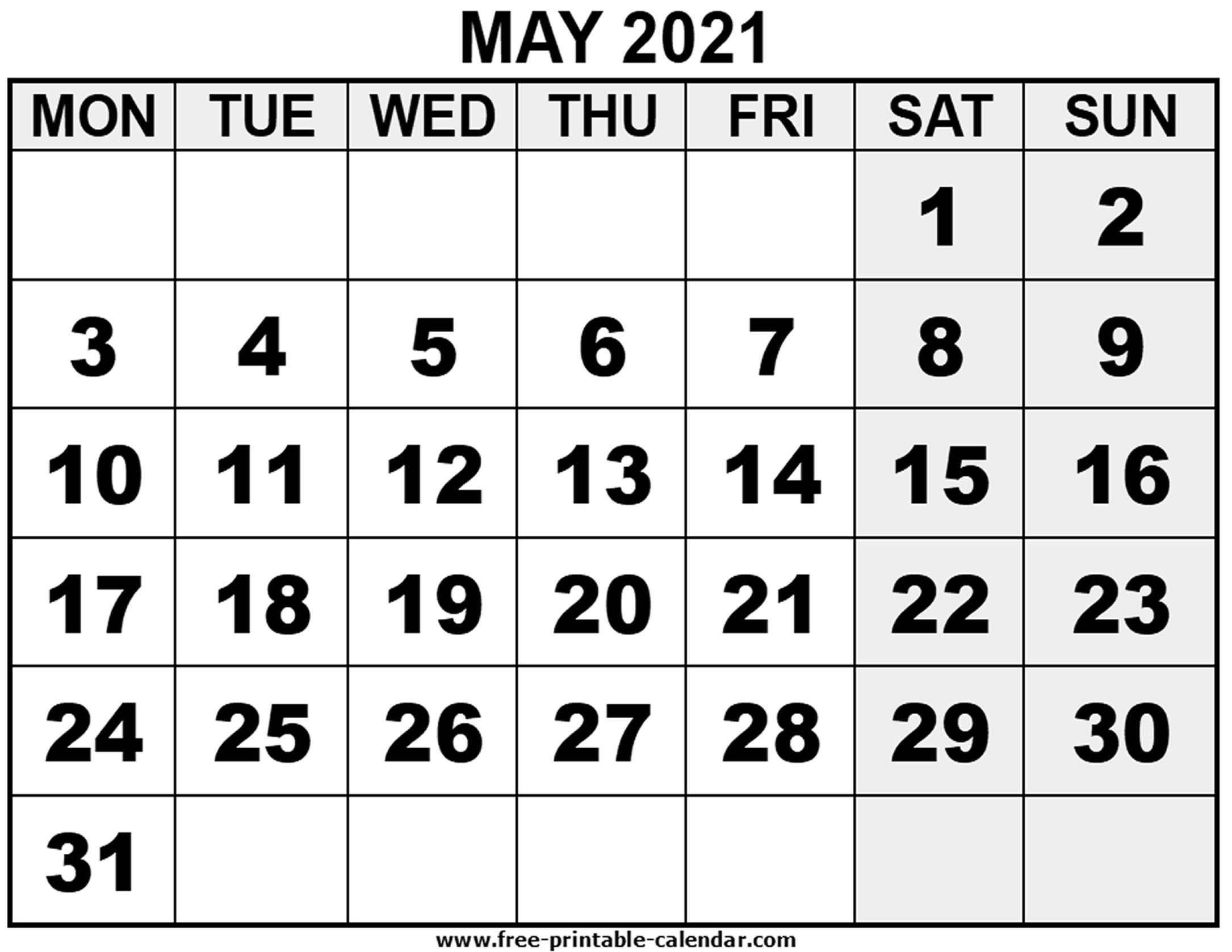 2021 May - Free-Printable-Calendar