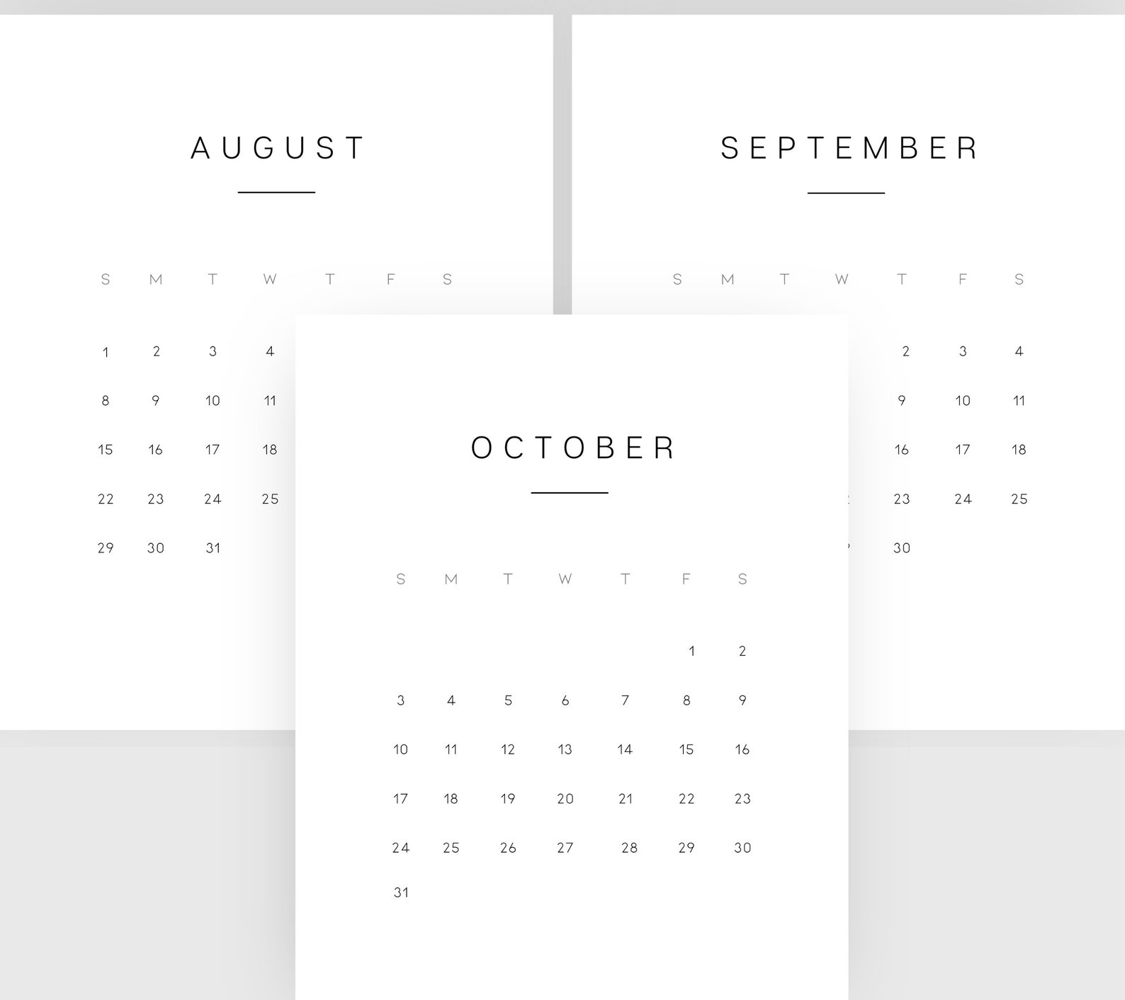 2021 Minimalist Printable Calendar Clipboard Monthly | Etsy